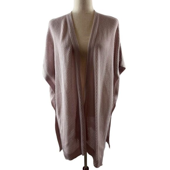 LOFT Outlet Open Knit Wool Blend Oversized Ruana Cardigan Size M/L Pink NWT - Picture 1 of 7